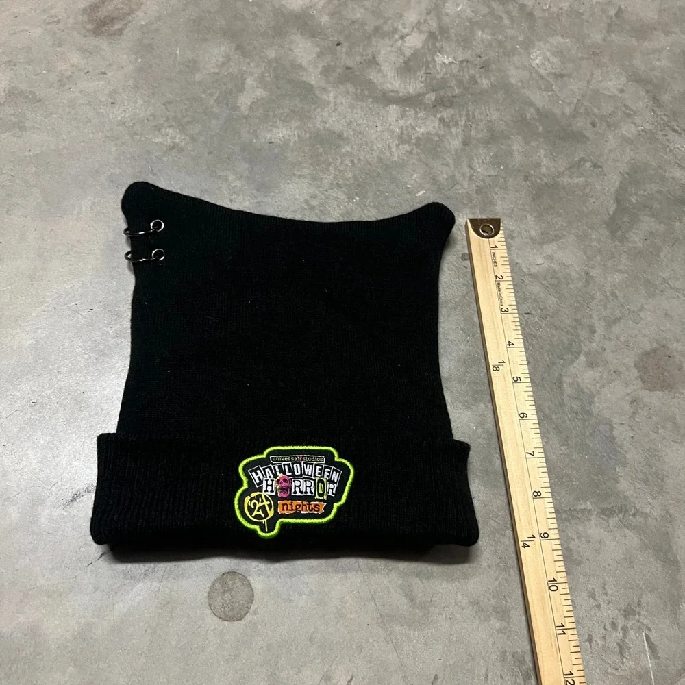 Universal Studios Halloween Horror Nights 2024 Pierced Cat Ear Beanie Hat Black